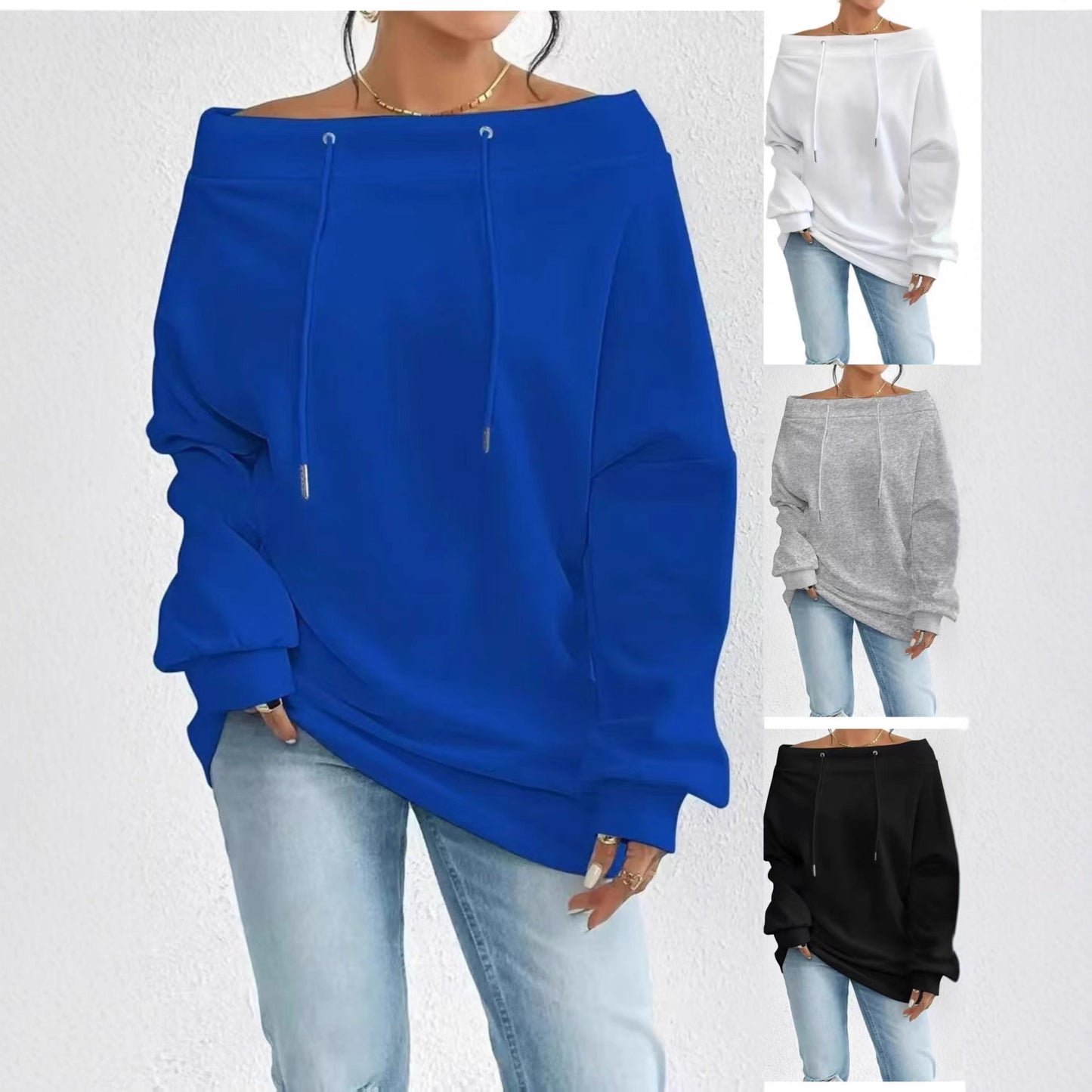 Damen Oversized Sweatshirt mit lässigem Off-Shoulder-Ausschnitt Stalluxe