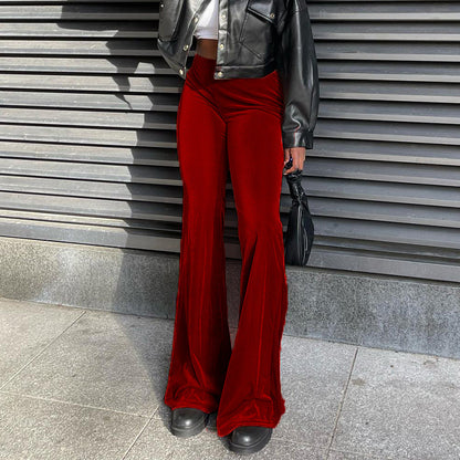 Damen Elegante Schlaghose mit hohem Bund und glattem Material Stalluxe