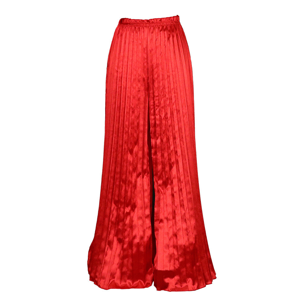 Damen Elegante Plisseehose mit weitem Bein und elastischem Bund Stalluxe