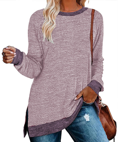 Damen lässiges Oversized Langarmshirt mit abgesetztem Saum Stalluxe