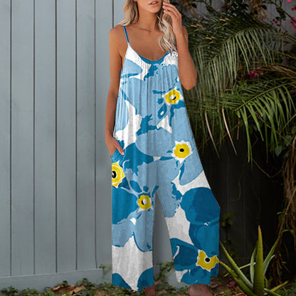 Damen Sommerlicher Overall mit floralem Design und praktischen Taschen Stalluxe
