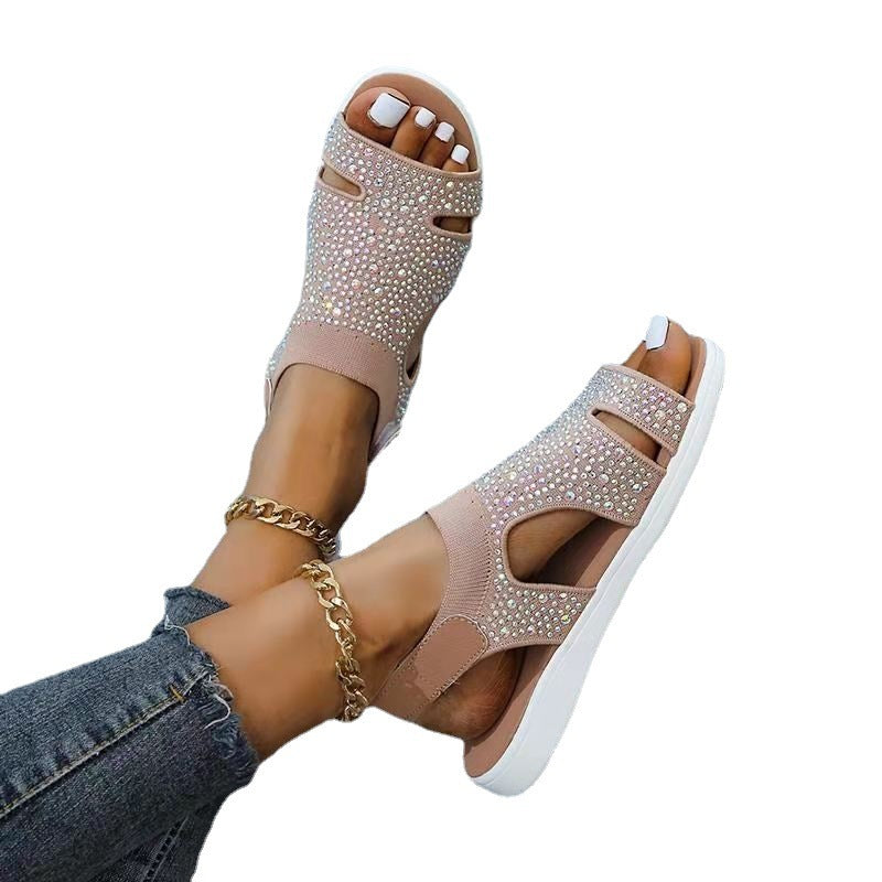 Damen modische Sandalen mit Strassverzierungen und gepolstertem Fußbett Stalluxe