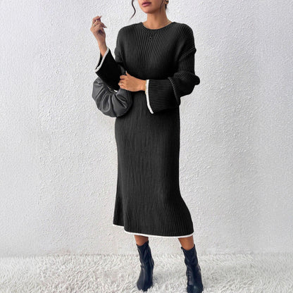 Damen lässiges Strickkleid mit Ribstruktur und weitem Schnitt Stalluxe