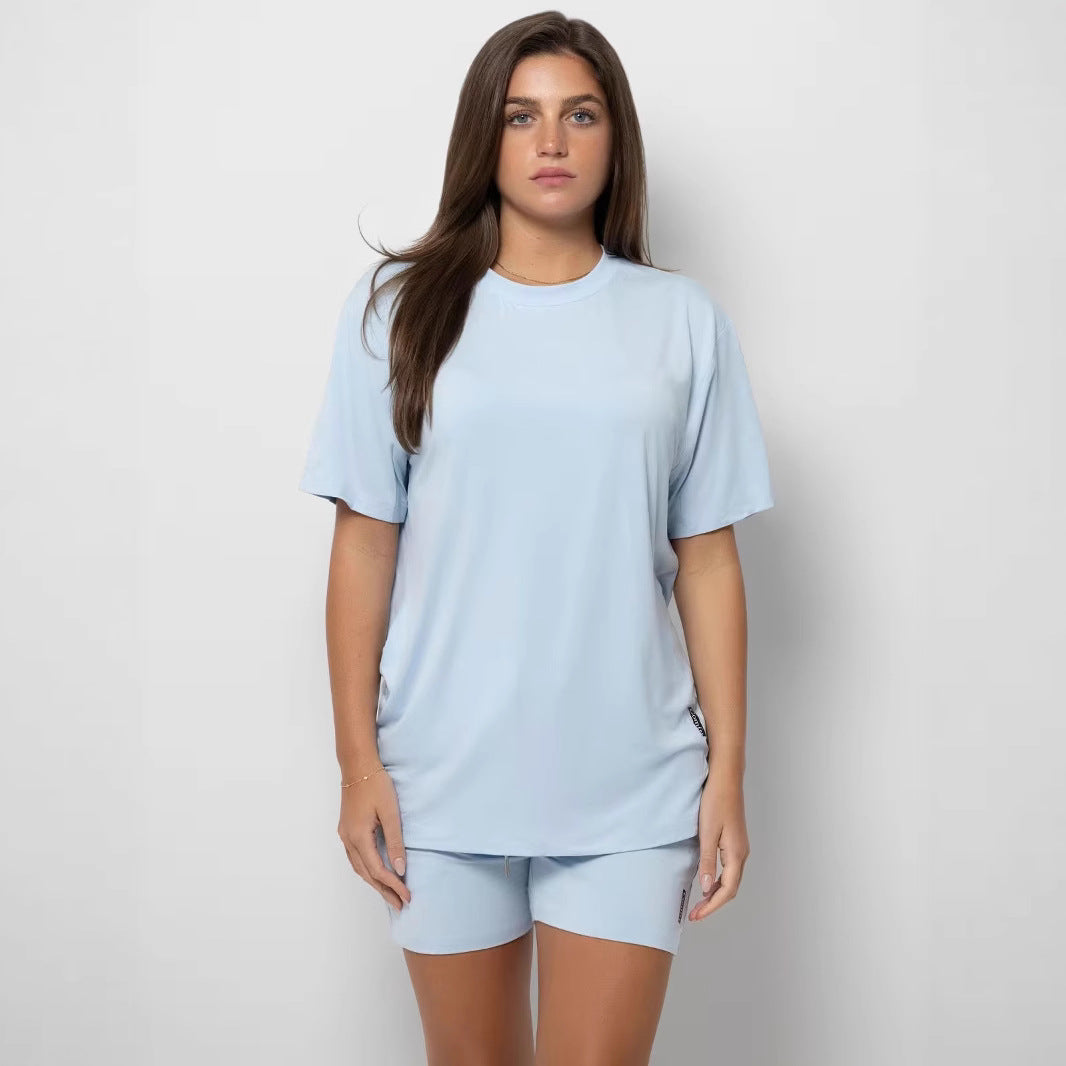 Damen lässiges Set mit oversized T-Shirt und Shorts Stalluxe