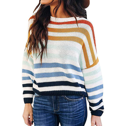 Damen Lockerer Strickpullover mit Streifenmuster Stalluxe