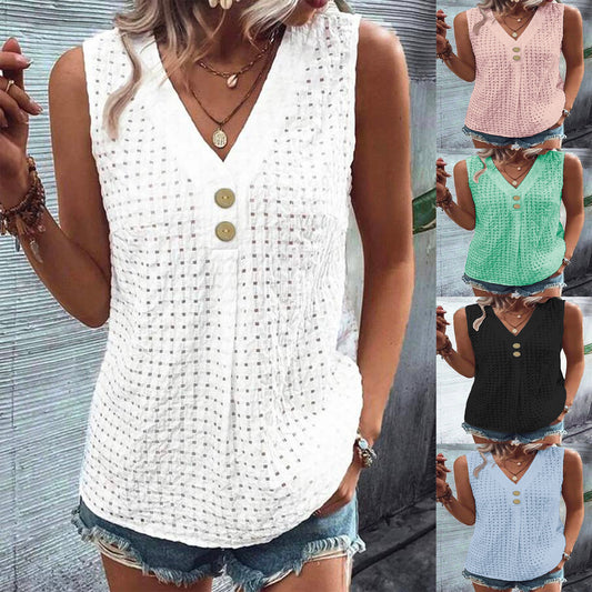 Damen Leichtes Sommeroberteil mit Knöpfen Stalluxe