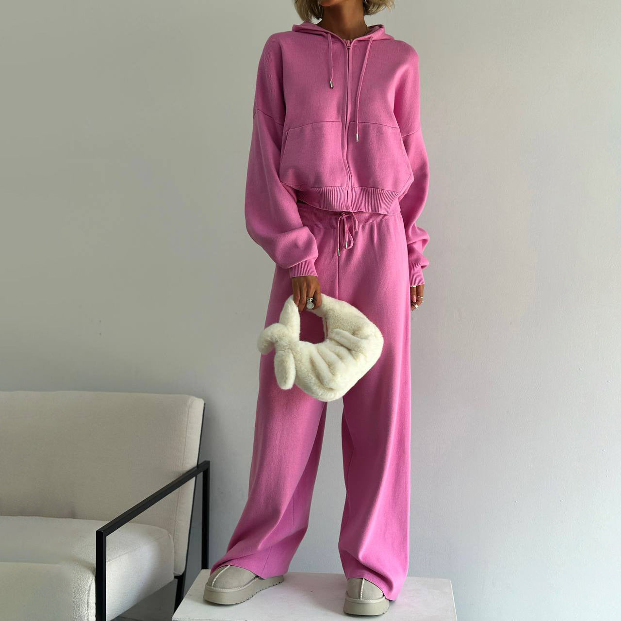 Damen Lässiges Cozy Set mit Kapuzenpullover und weitem Hosenstil Stalluxe