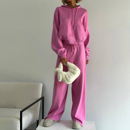 Damen Lässiges Cozy Set mit Kapuzenpullover und weitem Hosenstil Stalluxe