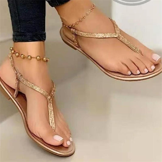 Damen elegante Zehentrenner-Sandalen mit funkelnden Strass-Applikationen Stalluxe