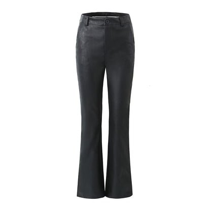 Damen Flared Kunstlederhose mit eleganter Passform und hohem Bund Stalluxe