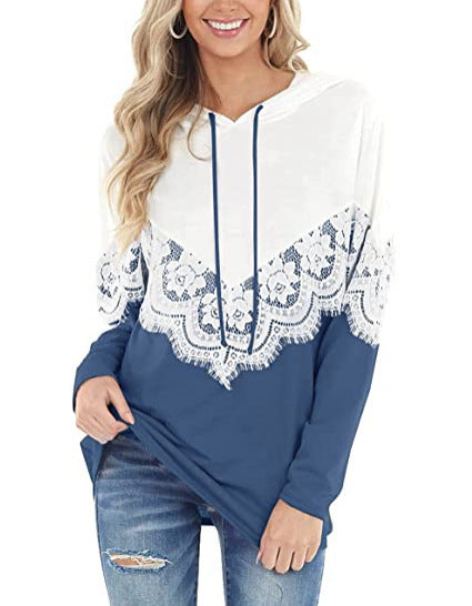 Damen Eleganter Hoodie mit Spitzenapplikationen Stalluxe