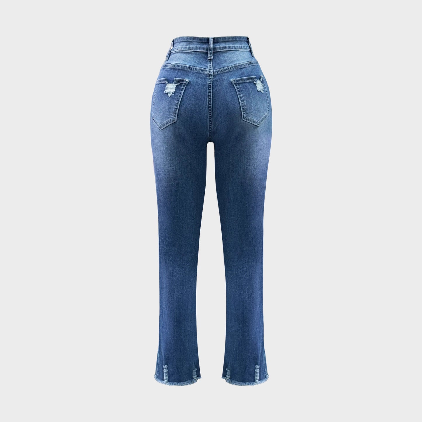 Damen Ripped Denim-Hose mit fransigen Saumdetails und hohem Bund Stalluxe