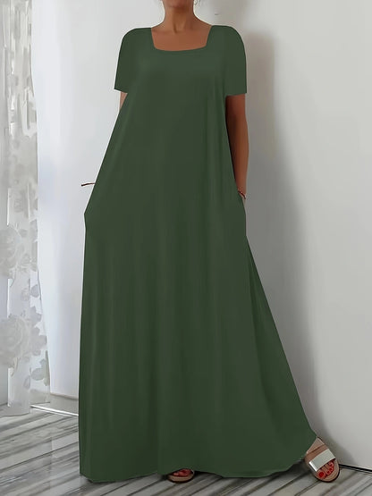 Damen Maxikleid mit weitem Schnitt und praktischen Taschen Stalluxe