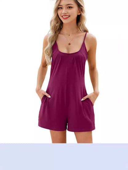 Damen Jumpsuit mit Spaghettiträgern und praktischen Taschen Stalluxe