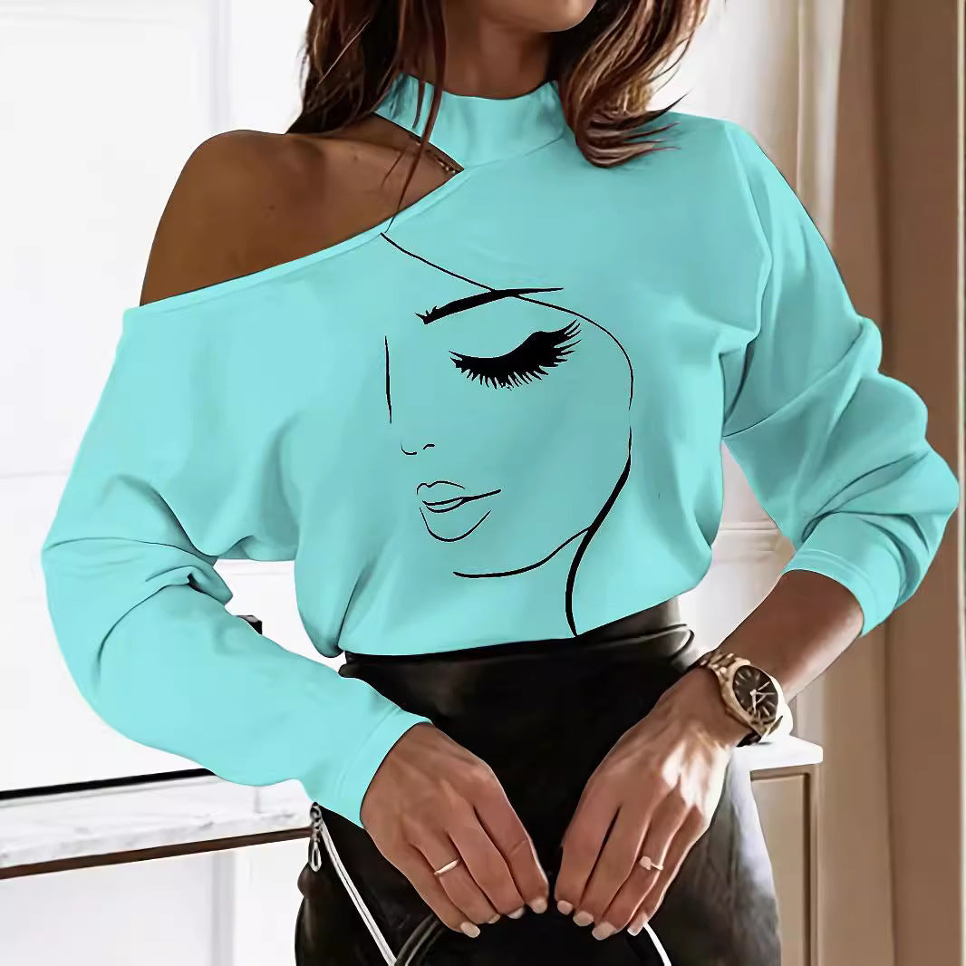 Damen Oversized Sweatshirt mit offener Schulterpartie und elegantem Druck Stalluxe