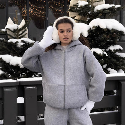 Damen kuschelige Fleecejacke mit durchgehendem Reißverschluss und weiten Ärmeln Stalluxe