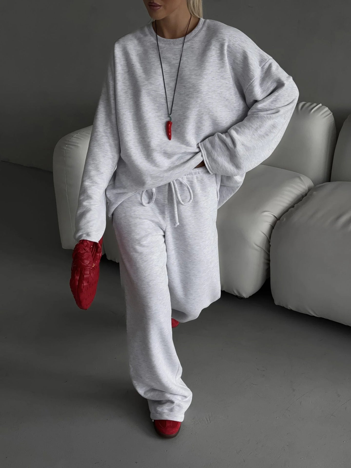 Damen Bequemer und stylischer Oversize Sweat-Anzug mit elastischem Bund Stalluxe