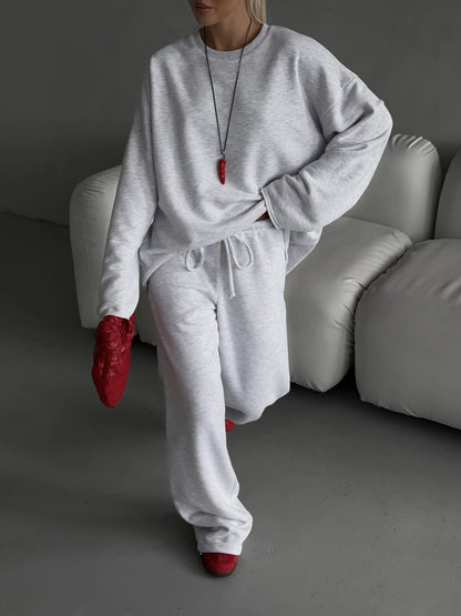 Damen Bequemer und stylischer Oversize Sweat-Anzug mit elastischem Bund Stalluxe