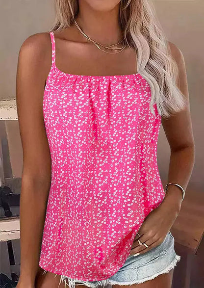 Damen luftiges Spaghetti-Top mit floralem Design Stalluxe