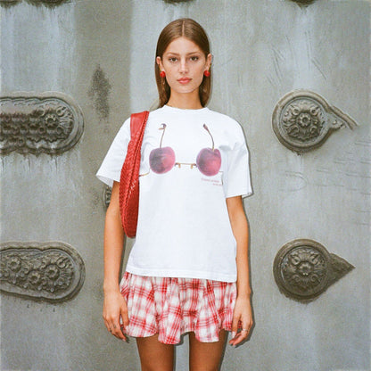 Damen T-Shirt mit kreativem Kirschmotiv und lässigem Schnitt Stalluxe