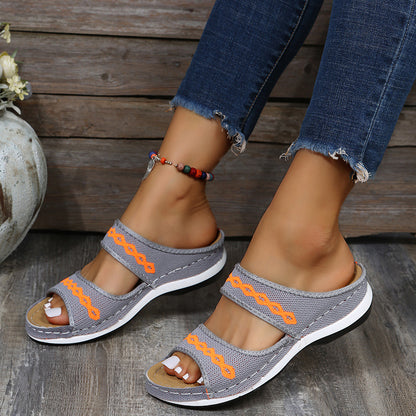 Damen komfortable Sandalen mit elastischen Riemen und anatomischem Fußbett Stalluxe