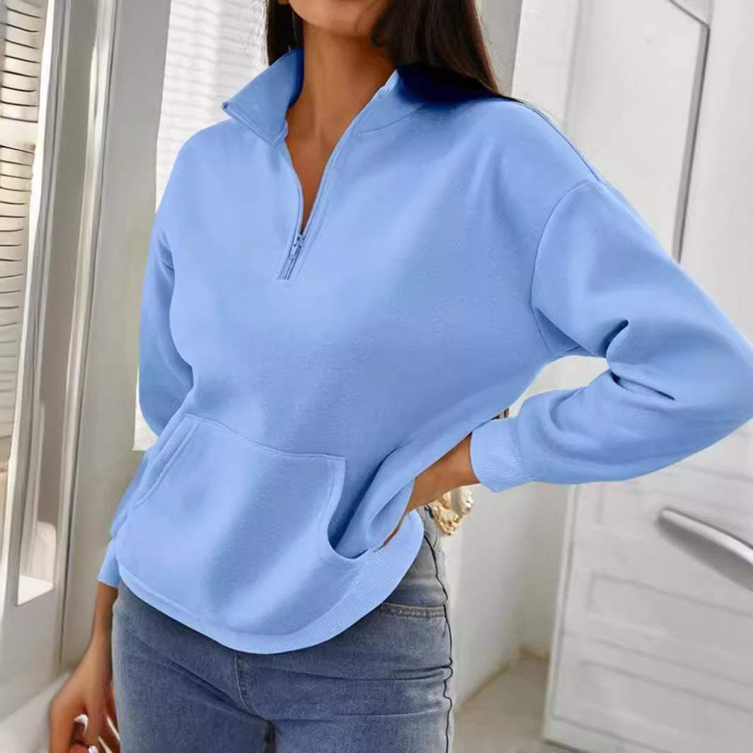 Damen bequemer Stehkragen Pullover Stalluxe