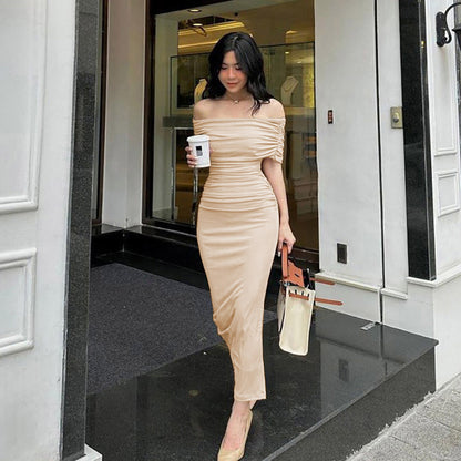 Damen Elegantes Wickelkleid mit Off-Shoulder-Design Stalluxe