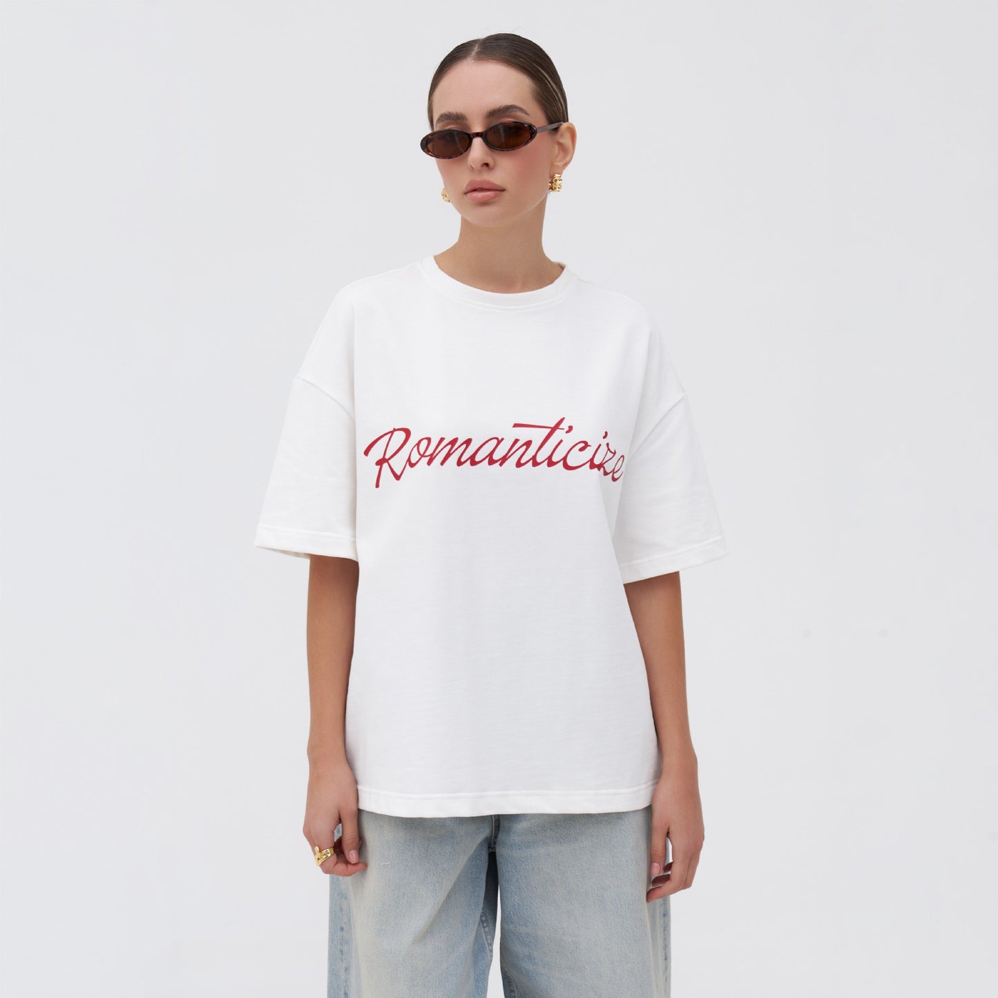 Damen Oversized T-Shirt mit romantischem Schriftzug und bequemem Schnitt Stalluxe