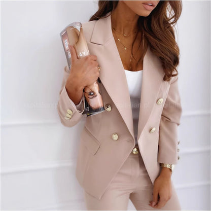 Damen Eleganter Doppelreiher Blazer im modernen Design mit goldenen Knöpfen Stalluxe