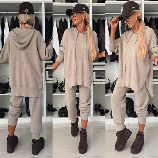 Damen lässiger Hoodie und entspannte Trainingshose mit elastischem Bund Stalluxe