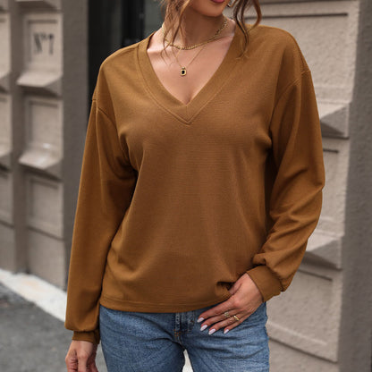Damen lässiges V-Ausschnitt Sweatshirt mit strukturiertem Stoff Stalluxe