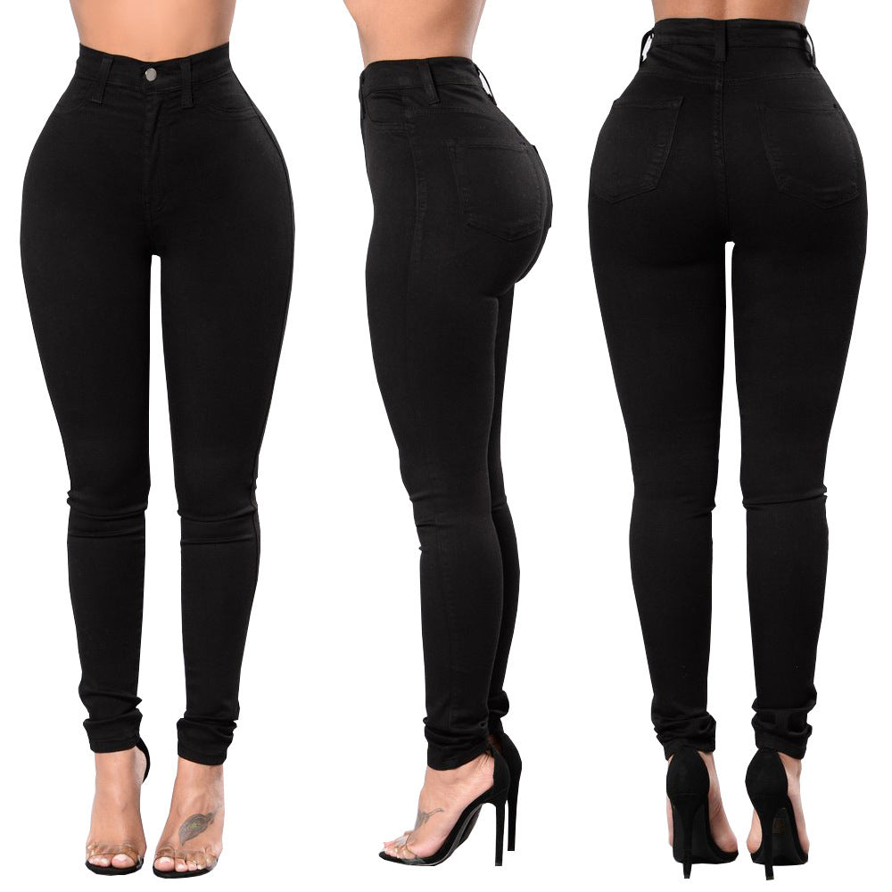 Damen Slim-Fit Jeans mit dekorativem Schnürdetail Stalluxe Schwarz