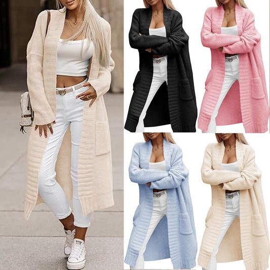 Damen Langstrickjacke mit tiefen Taschen und offenem Schnitt Stalluxe