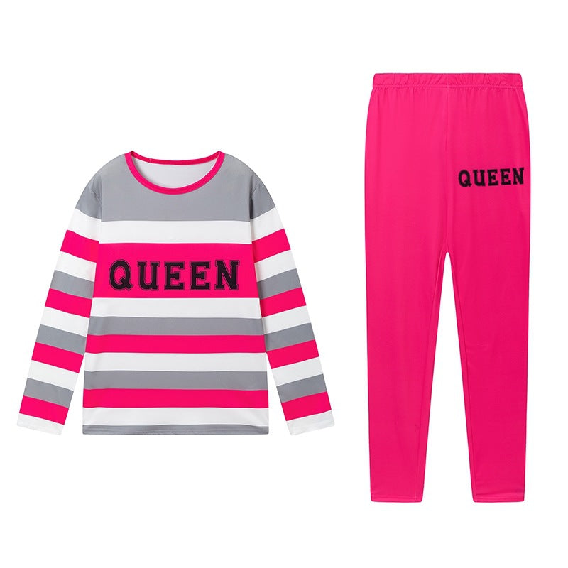 Damen Freizeit-Loungewear-Set mit gestreiftem Langarmshirt und bequemer Hose Stalluxe
