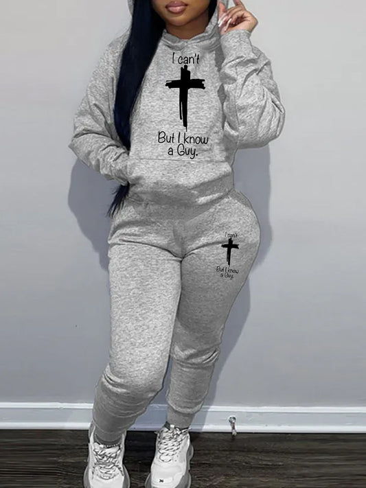 Damen Hoodie- und Jogginghose Set mit inspirierendem Schriftzug Stalluxe
