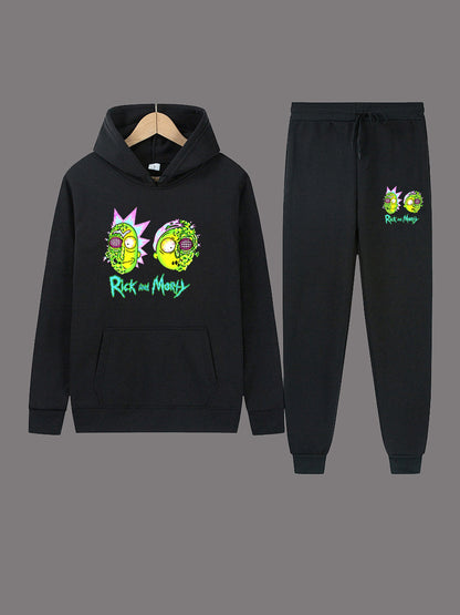 Damen Freizeit Hoodie und Jogginghose Set mit stylischem Cartoon-Druck Stalluxe