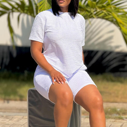 Damen lässiger Kurzoverall mit Struktur und elastischem Bund Stalluxe