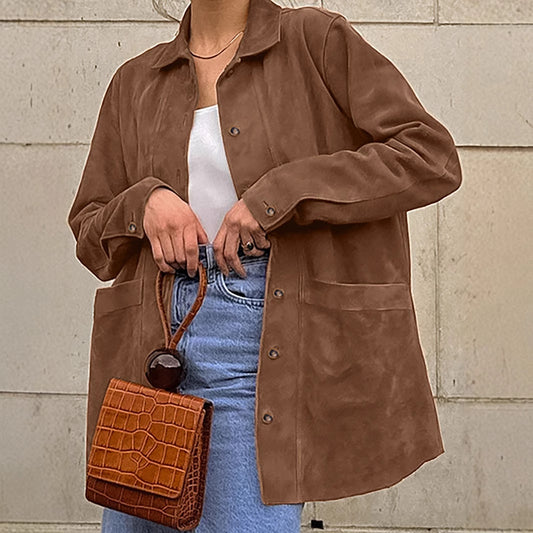 Damen Modischer Wildlederblazer mit praktischen Taschen Stalluxe