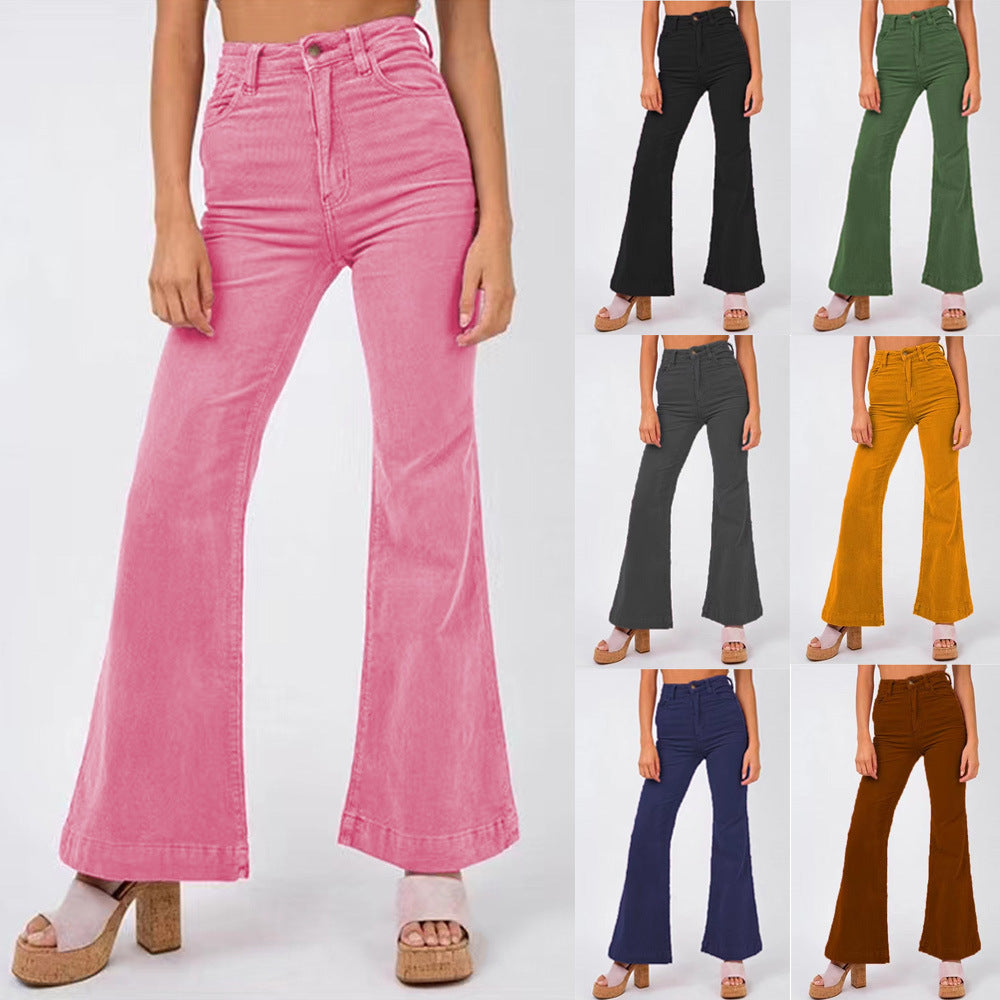 Damen weite High-Waist Flared Jeans Stalluxe