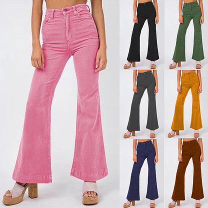 Damen weite High-Waist Flared Jeans Stalluxe