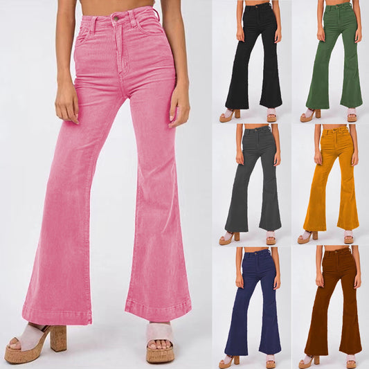 Damen weite High-Waist Flared Jeans Stalluxe