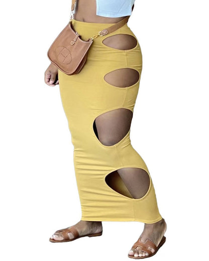 Damen Maxirock mit innovativem Cut-Out-Design und figurbetontem Schnitt Stalluxe