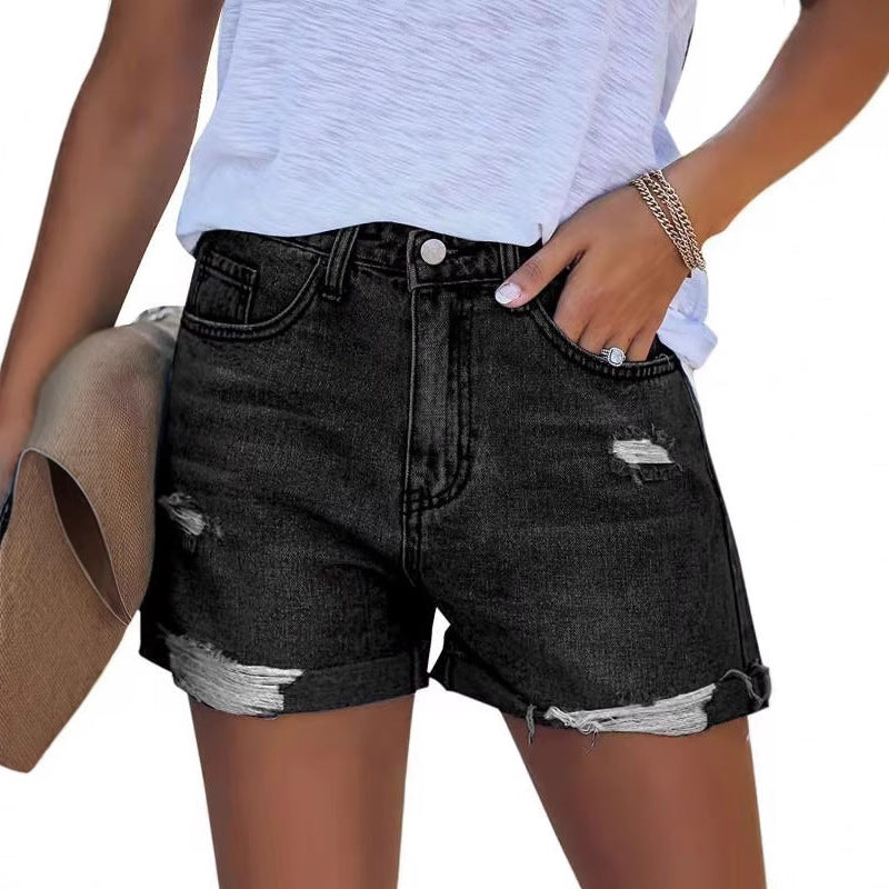 Damen modische Jeans-Shorts im lässigen Distressed-Look Stalluxe