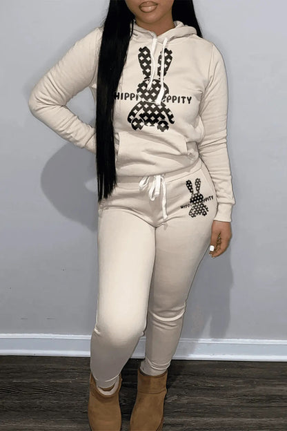 Damen Sweatshirt und Jogginghose Set mit niedlichem Kaninchenmotiv Stalluxe