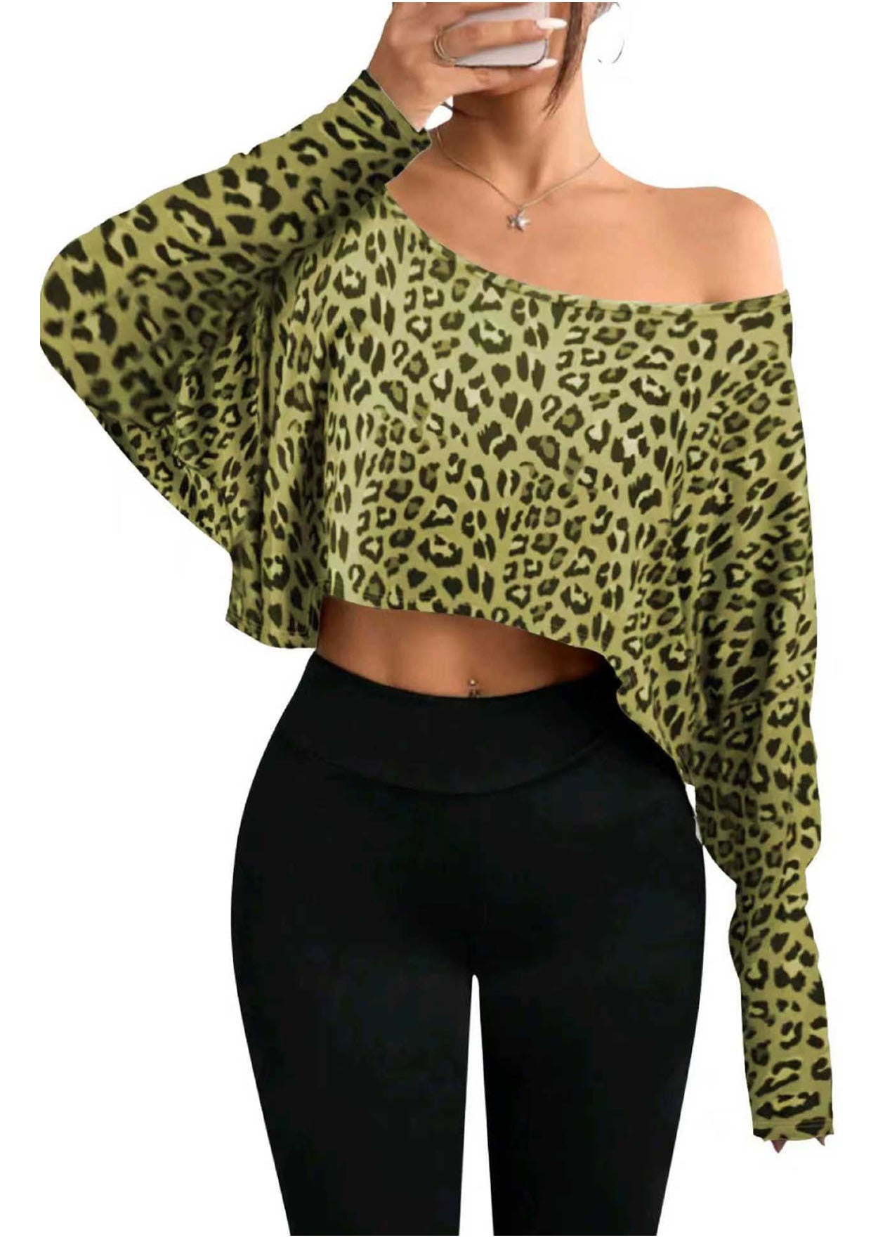 Damen Cropped Sweater mit lässigem Leopardenmuster Stalluxe