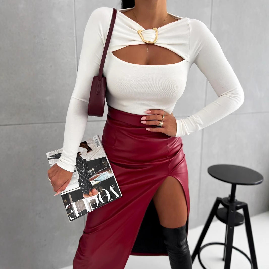 Damen modisches Oberteil mit elegantem Cut-Out und raffinierten Details Stalluxe
