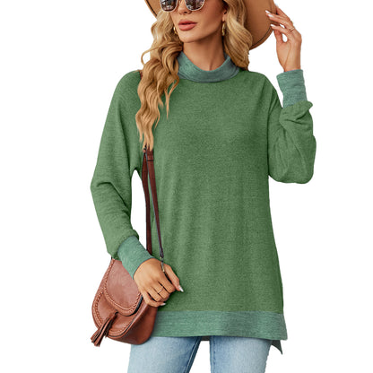 Damen Oversized Pullover mit hohem Kragen und Kontrastärmel Stalluxe