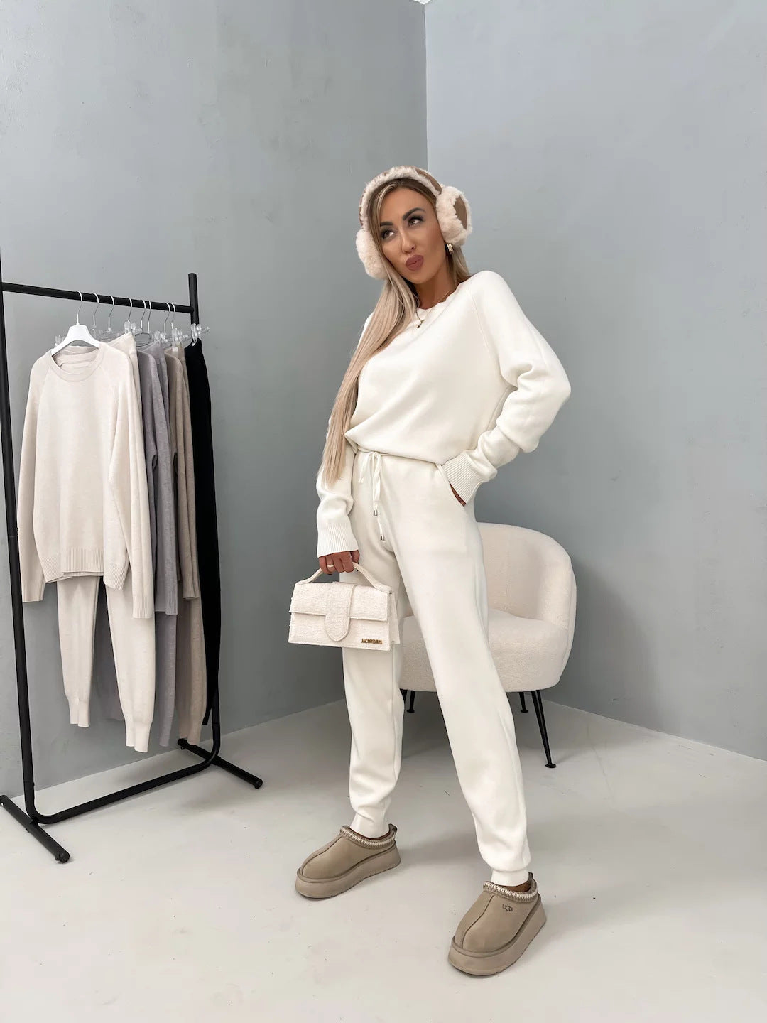 Damen Relaxed-Fit Fleeceanzug mit Kordelzug und praktischen Taschen Stalluxe