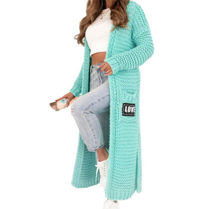 Damen elegante Strickjacke mit grafischem Muster und Taschen Stalluxe