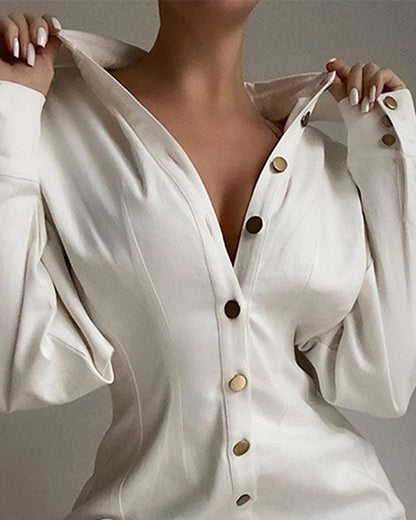 Damen Hemdblusenkleid mit stilvollem Print und modernen Knopfdetails Stalluxe